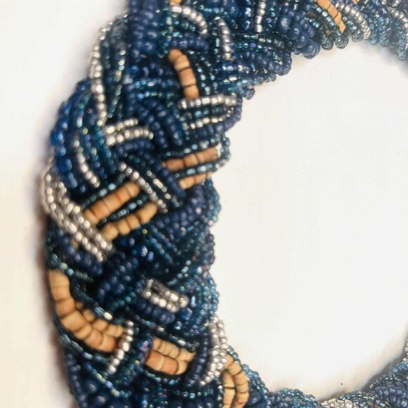 Vintage Handwoven Beaded Necklace — 1990s Artisanal Statement (50–53 cm) - Picture 5 of 8